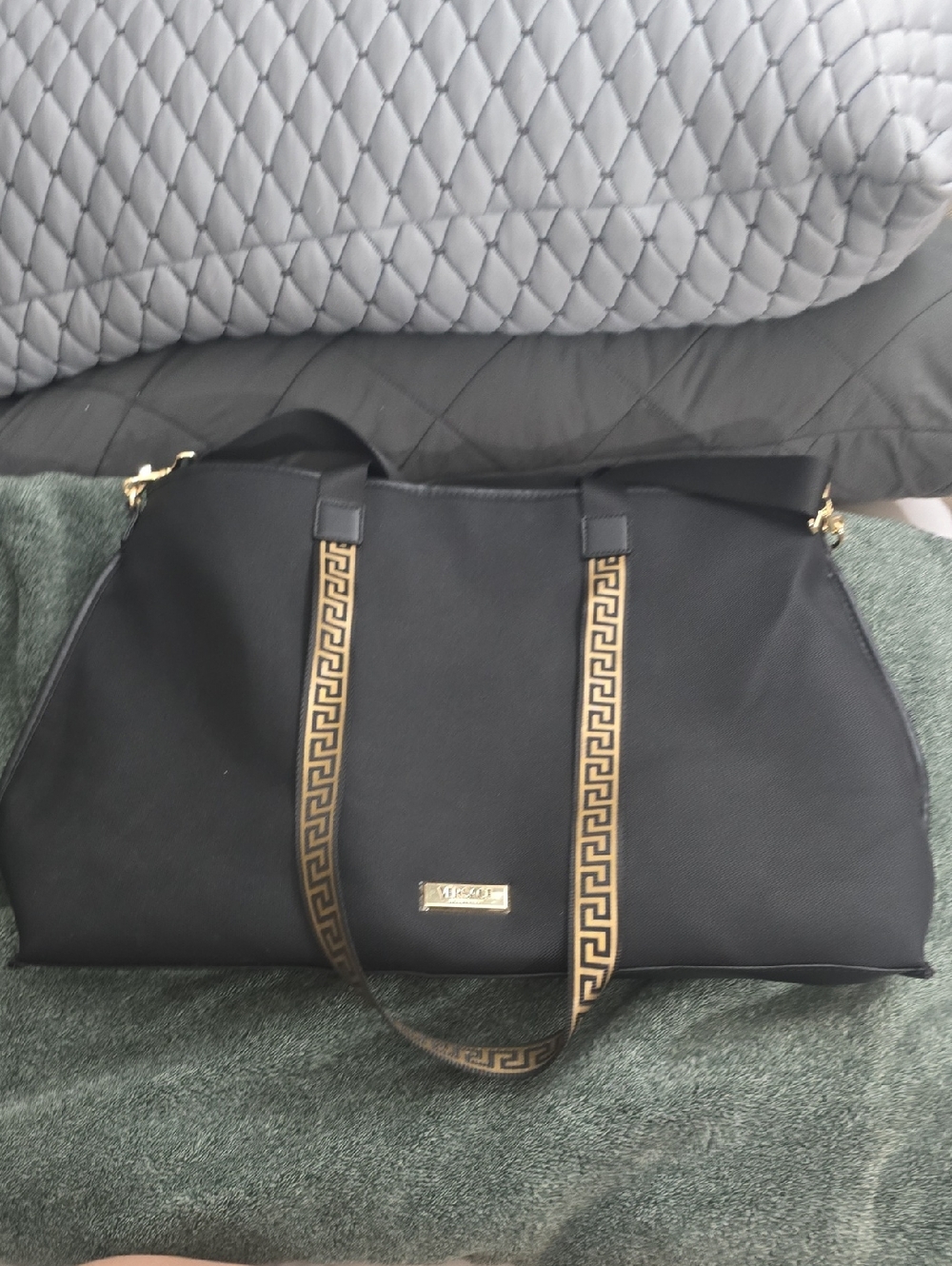 Versace Fragances Black Tote Bag Medusa Greek